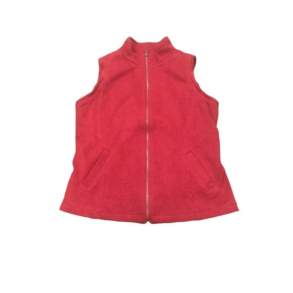 Coldwater Creek Red 100% Wool  Full Zip Sweater Vest Womens Size M(10-12) - Picture 1 of 7